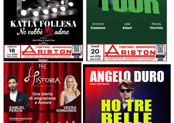 Teatro Ariston di Sanremo, ad aprile 2026 quattro grandi spettacoli tra comicità, calcio e danza