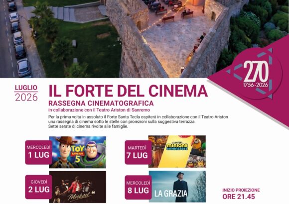 Il Forte del Cinema Sanremo: sette serate sotto le stelle al Forte Santa Tecla